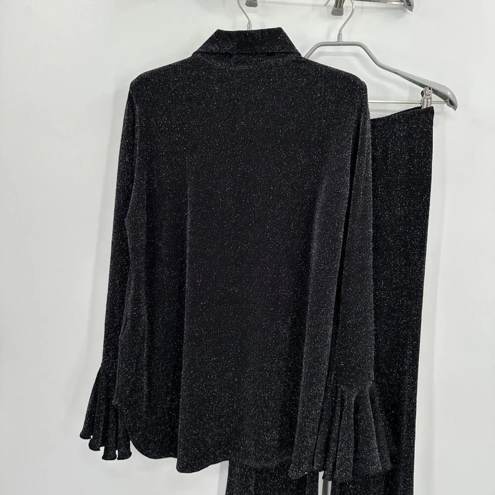 Sleeper Lurex Lounge Suit with Pants in Black Metallic size XS Matching Set